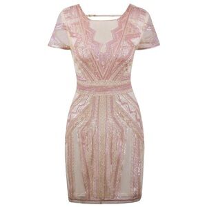 Chic Pink Geometric Mini Dress